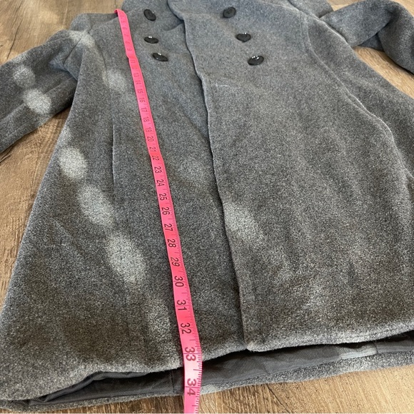 Talula Babaton Canada Made 70% Virgin Wool Double Breast Grey Trench Coat Size L - Picture 4 of 10